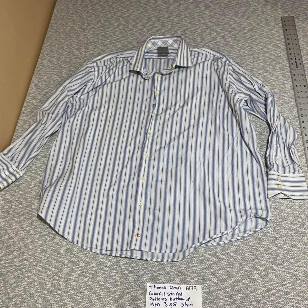 Thomas Dean colorful striped button up shirt Men 3XL. SKU-A179